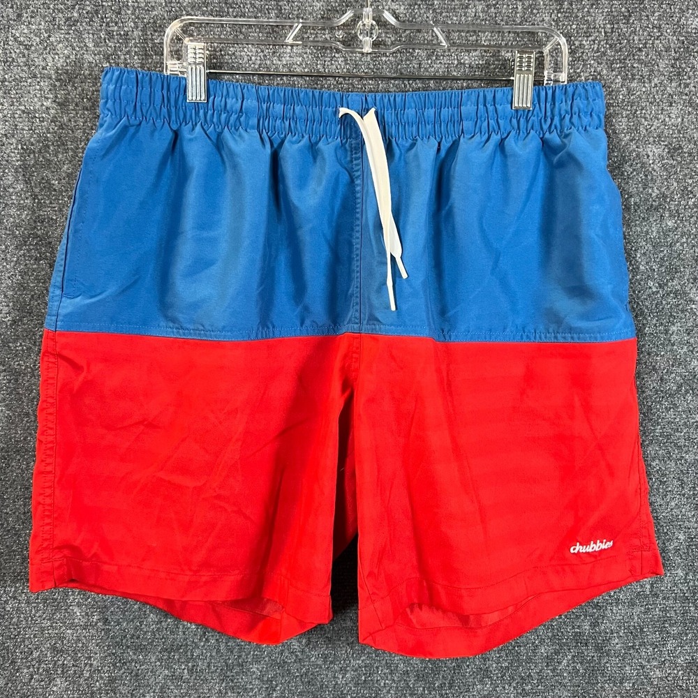 Men's Chubbies Patriotic Color Block Mesh Lined Swim Trunks Size 2XL Made in USA